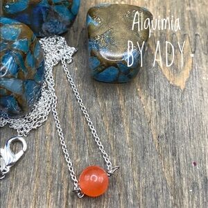Orange jade sterling silver stamped jeweled